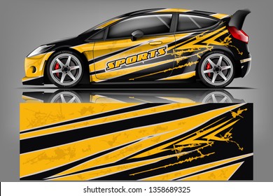 Car decal wrap design vector. Graphic abstract stripe racing background kit designs for vehicle, race car, rally, adventure and livery - Vector dekal