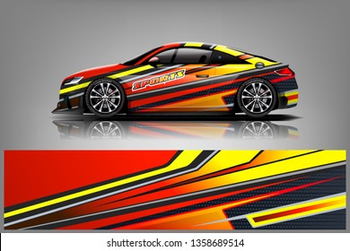 Car decal wrap design vector. Graphic abstract stripe racing background kit designs for vehicle, race car, rally, adventure and livery - Vector dekal