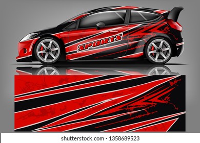 Car decal wrap design vector. Graphic abstract stripe racing background kit designs for vehicle, race car, rally, adventure and livery - Vector dekal