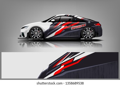 Car decal wrap design vector. Graphic abstract stripe racing background kit designs for vehicle, race car, rally, adventure and livery - Vector dekal