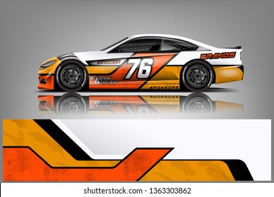 Car decal wrap design vector. Graphic abstract stripe racing background kit designs for wrap vehicle, race car, nascar car, rally, adventure and livery dekal
