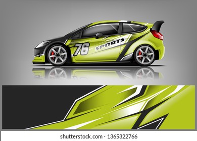 Car decal wrap design vector. Graphic abstract stripe racing background kit designs for vehicle, race car, rally, adventure and livery  dekal
