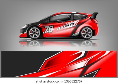 Car decal wrap design vector. Graphic abstract stripe racing background kit designs for vehicle, race car, rally, adventure and livery  dekal
