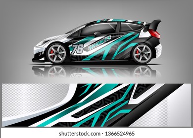 Car decal wrap design vector. Graphic abstract stripe racing background kit designs for vehicle, race car, rally, adventure and livery  dekal
