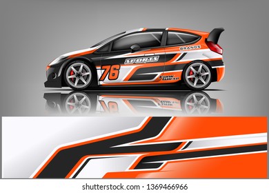 Car decal wrap design vector. Graphic abstract stripe racing background kit designs for vehicle, race car, rally, adventure and livery  dekal

