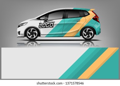 Car decal wrap design vector. Graphic abstract stripe racing background kit designs for vehicle, race car, rally, adventure and livery  dekal
