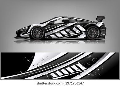 Car decal wrap design vector. Graphic abstract stripe racing background kit designs for vehicle, race car, rally, adventure and livery dekal
