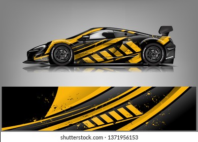 Car decal wrap design vector. Graphic abstract stripe racing background kit designs for vehicle, race car, rally, adventure and livery
 dekal