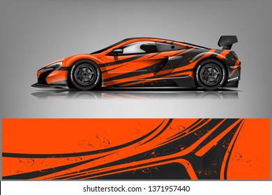 Car decal wrap design vector. Graphic abstract stripe racing background kit designs for vehicle, race car, rally, adventure and livery
 dekal