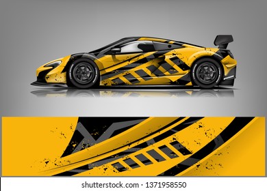 Car decal wrap design vector. Graphic abstract stripe racing background kit designs for vehicle, race car, rally, adventure and livery
 dekal