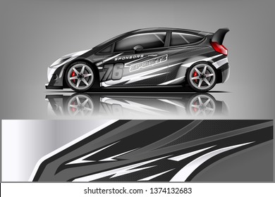 Car decal wrap design vector. Graphic abstract stripe racing background kit designs for vehicle, race car, rally, adventure and livery dekal
