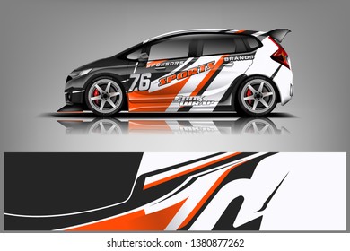 Car decal wrap design vector. Graphic abstract stripe racing background kit designs for vehicle, race car, rally, adventure and livery  dekal
