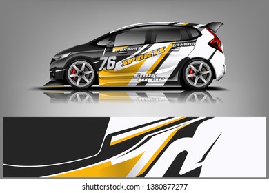 Car decal wrap design vector. Graphic abstract stripe racing background kit designs for vehicle, race car, rally, adventure and livery  dekal
