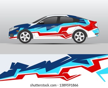 Car decal wrap design vector. Graphic abstract stripe racing background kit designs for vehicle, race car, rally, adventure and livery
