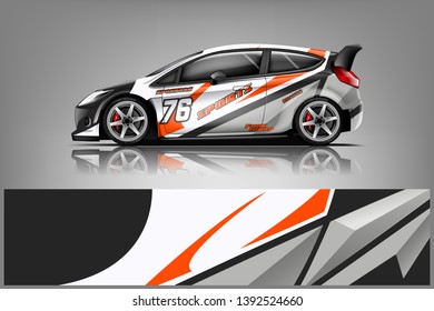 Car decal wrap design vector. Graphic abstract stripe racing background kit designs for vehicle, race car, rally, adventure and livery dekal