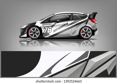 Car decal wrap design vector. Graphic abstract stripe racing background kit designs for vehicle, race car, rally, adventure and livery dekal