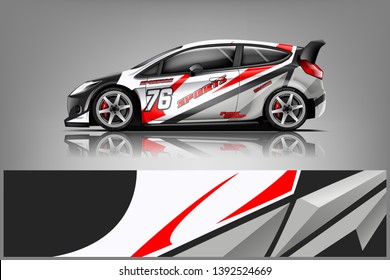 Car decal wrap design vector. Graphic abstract stripe racing background kit designs for vehicle, race car, rally, adventure and livery dekal