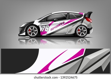 Car decal wrap design vector. Graphic abstract stripe racing background kit designs for vehicle, race car, rally, adventure and livery  dekal