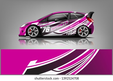 Car decal wrap design vector. Graphic abstract stripe racing background kit designs for vehicle, race car, rally, adventure and livery dekal