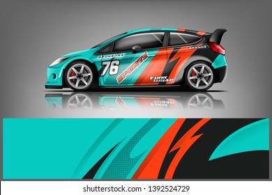 Car decal wrap design vector. Graphic abstract stripe racing background kit designs for vehicle, race car, rally, adventure and livery dekal