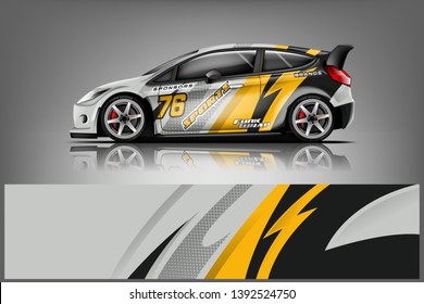Car decal wrap design vector. Graphic abstract stripe racing background kit designs for vehicle, race car, rally, adventure and livery dekal