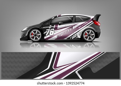 Car decal wrap design vector. Graphic abstract stripe racing background kit designs for vehicle, race car, rally, adventure and livery  dekal