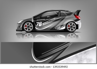 Car decal wrap design vector. Graphic abstract stripe racing background kit designs for vehicle, race car, rally, adventure and livery dekal
