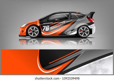 Car decal wrap design vector. Graphic abstract stripe racing background kit designs for vehicle, race car, rally, adventure and livery  dekal