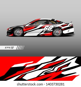 Car decal wrap design vector. Graphic abstract stripe racing background kit designs for vehicle, race car, rally, adventure and livery 