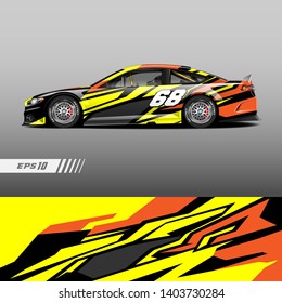 Car decal wrap design vector. Graphic abstract stripe racing background kit designs for vehicle, race car, rally, adventure and livery 