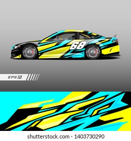 Car decal wrap design vector. Graphic abstract stripe racing background kit designs for vehicle, race car, rally, adventure and livery 