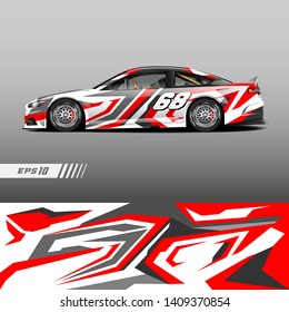 Car decal wrap design vector. Graphic abstract stripe racing background kit designs for wrap vehicle, race car, rally, adventure and livery