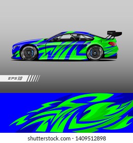 Car decal wrap design vector. Graphic abstract stripe racing background kit designs for wrap vehicle, race car, rally, adventure and livery