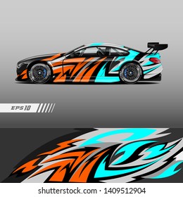 Car decal wrap design vector. Graphic abstract stripe racing background kit designs for wrap vehicle, race car, rally, adventure and livery