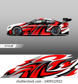 Car decal wrap design vector. Graphic abstract stripe racing background kit designs for wrap vehicle, race car, rally, adventure and livery