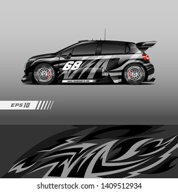 Car decal wrap design vector. Graphic abstract stripe racing background kit designs for wrap vehicle, race car, rally, adventure and livery