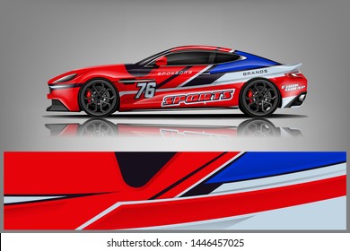Car decal wrap design vector. Graphic abstract stripe racing background kit designs for wrap vehicle, race car, nascar car, rally, adventure and livery dekal
