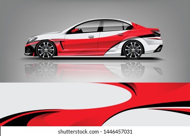 Car decal wrap design vector. Graphic abstract stripe racing background kit designs for wrap vehicle, race car, nascar car, rally, adventure and livery
