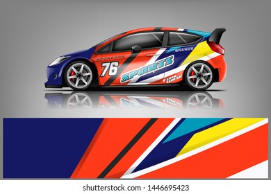 Car decal wrap design vector. Graphic abstract stripe racing background kit designs for vehicle, race car, rally, adventure and livery dekal
