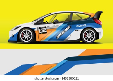Car decal wrap design vector. Graphic abstract stripe racing background kit designs for vehicle, race car, rally, adventure and livery
