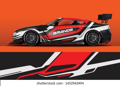 Car decal wrap design vector. Graphic abstract stripe racing background kit designs for vehicle, race car, rally, adventure and livery
