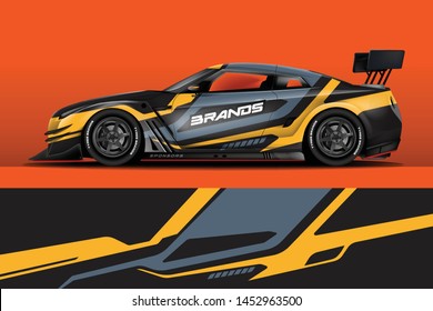 Car decal wrap design vector. Graphic abstract stripe racing background kit designs for vehicle, race car, rally, adventure and livery

