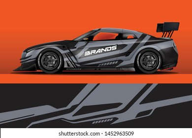 Car decal wrap design vector. Graphic abstract stripe racing background kit designs for vehicle, race car, rally, adventure and livery

