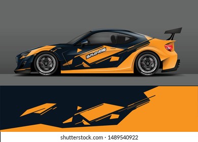 Car decal wrap design vector. Graphic abstract stripe racing background kit designs for vehicle, race car, rally, adventure and livery