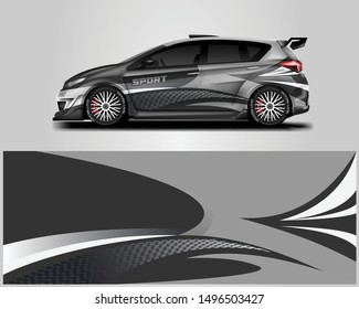 Car decal wrap design vector. Graphic abstract stripe racing background kit designs for vehicle . Eps 10