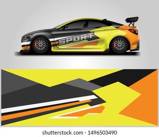 Car decal wrap design vector. Graphic abstract stripe racing background kit designs for vehicle . Eps 10