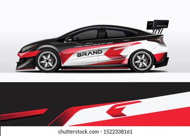 Car decal wrap design vector. Graphic abstract stripe racing background kit designs for vehicle, race car, rally, adventure and livery