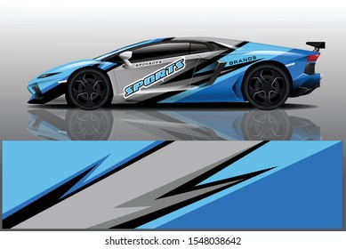 Car decal wrap design vector. Graphic abstract stripe racing background kit designs for vehicle, race car, rally, adventure and livery - Vector eps 10