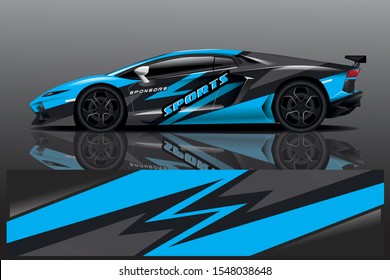 Car decal wrap design vector. Graphic abstract stripe racing background kit designs for vehicle, race car, rally, adventure and livery - Vector eps 10