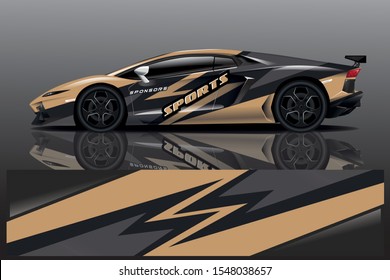 Car Decal Wrap Design Vector. Graphic Abstract Stripe Racing Background Kit Designs For Vehicle, Race Car, Rally, Adventure And Livery - Vector Eps 10